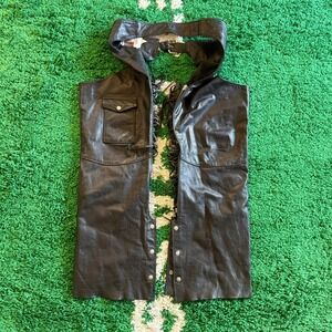 Vintage Excell Leather Chaps‎ Western Fringe Motorcycle Biker USA Made Large